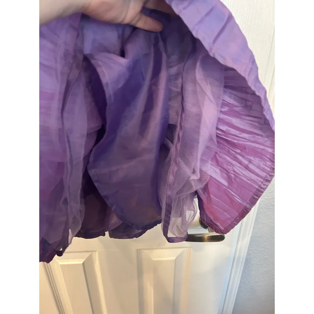 Hanna Andersson Tiered Dress Purple Embroidered Crinkle Iridescent Special Bin A